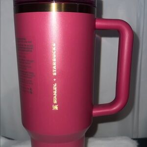 Starbucks Stanley Pink Travel Tumbler with Gold Accent